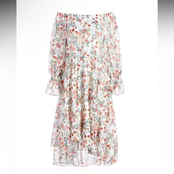 Alice + Olivia Miora Floral Ruffled Dress Multicolored Ruffled On/Off Shoulder - Picture 6 of 17